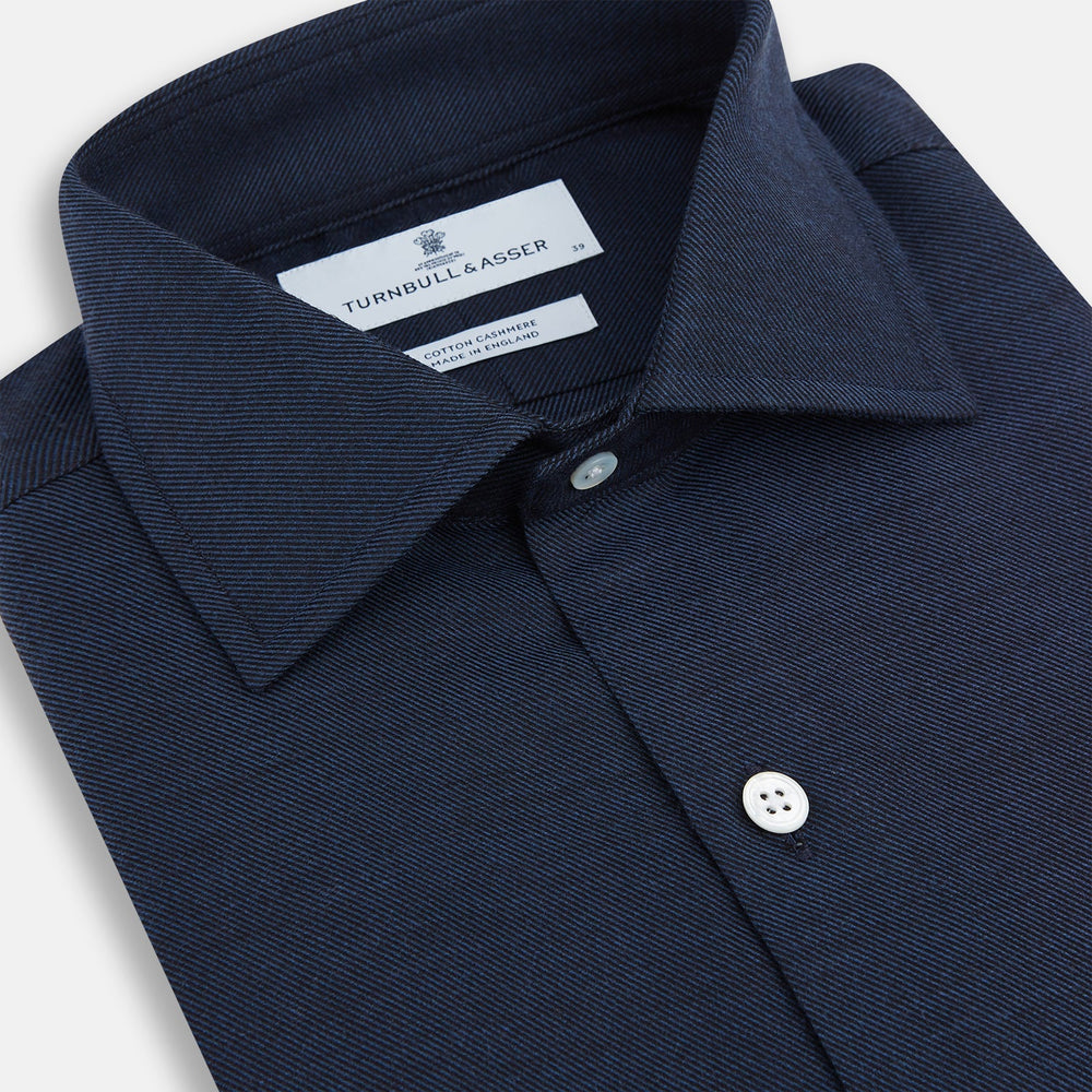 Tailored Fit Navy Cotton Cashmere Belgravia Shirt
