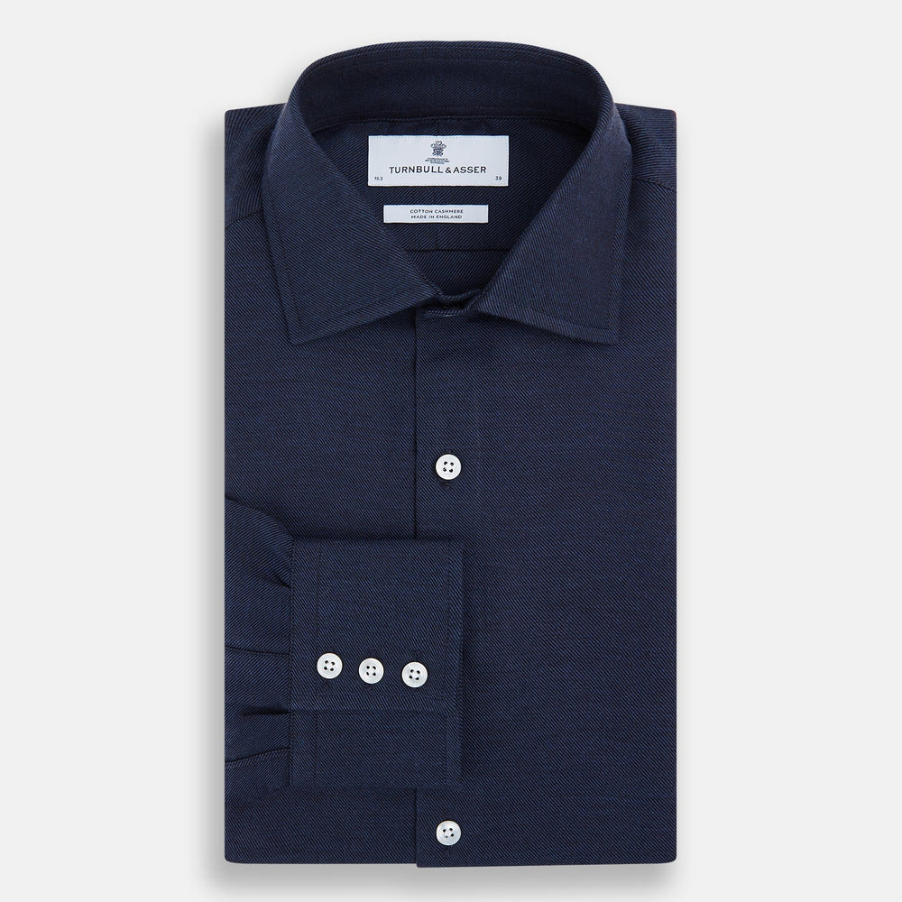 Tailored Fit Navy Cotton Cashmere Belgravia Shirt