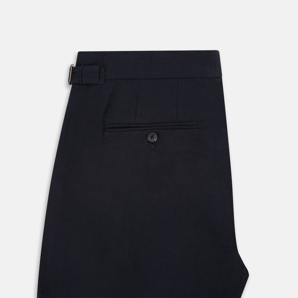 Navy Linen Blend Henry Trousers