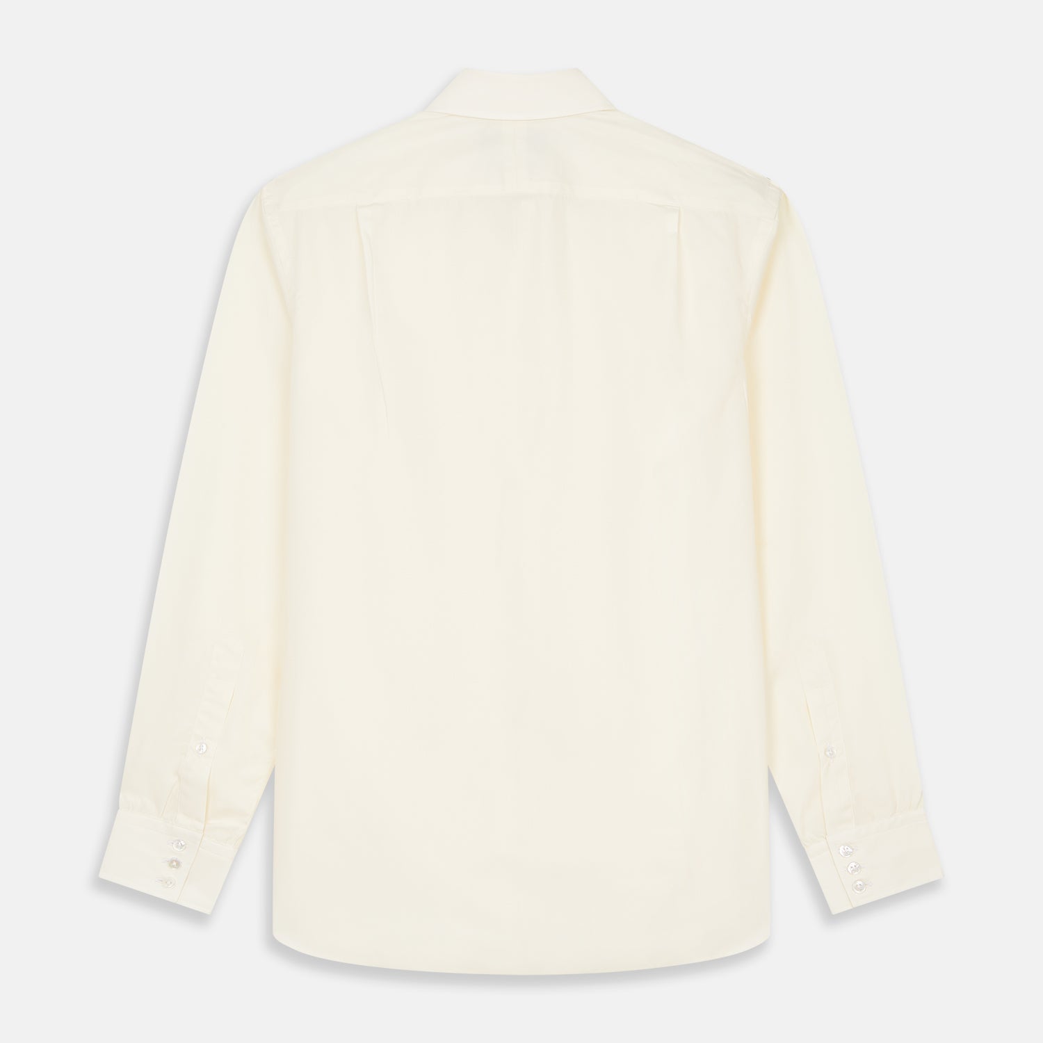 Tailored Fit Cream Cotton Shirt with Kent Collar and 3-Button Cuffs