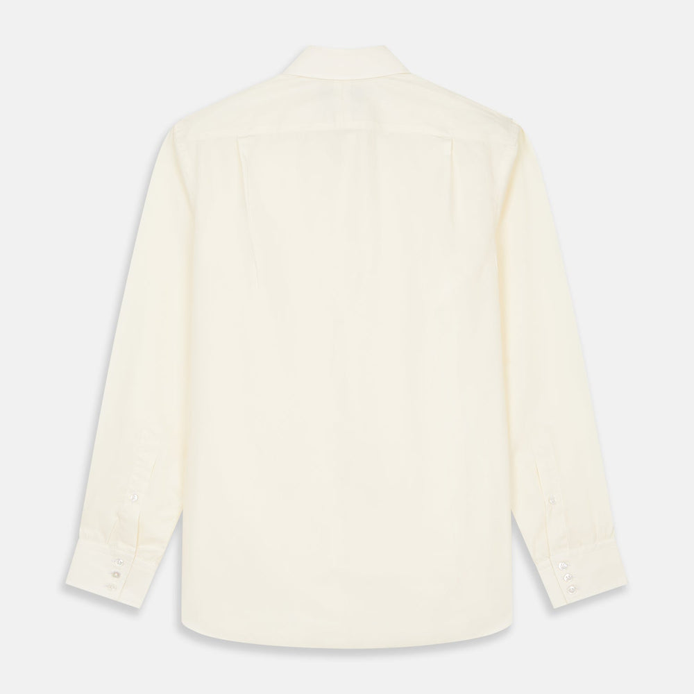 Tailored Fit Cream Cotton Shirt with Kent Collar and 3-Button Cuffs
