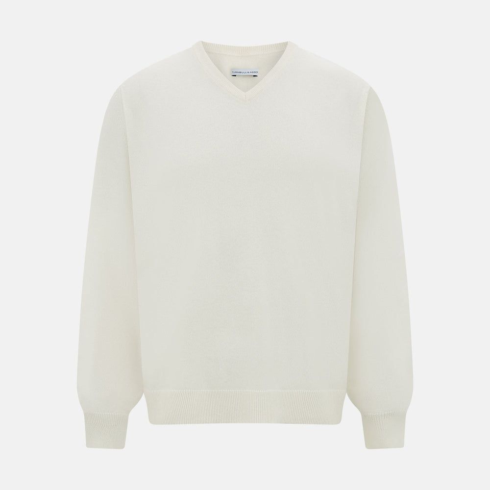 Ivory Cashmere V-neck Jumper