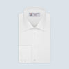 White Herringbone Superfine Cotton Shirt with T&A Collar and 3-Button Cuffs