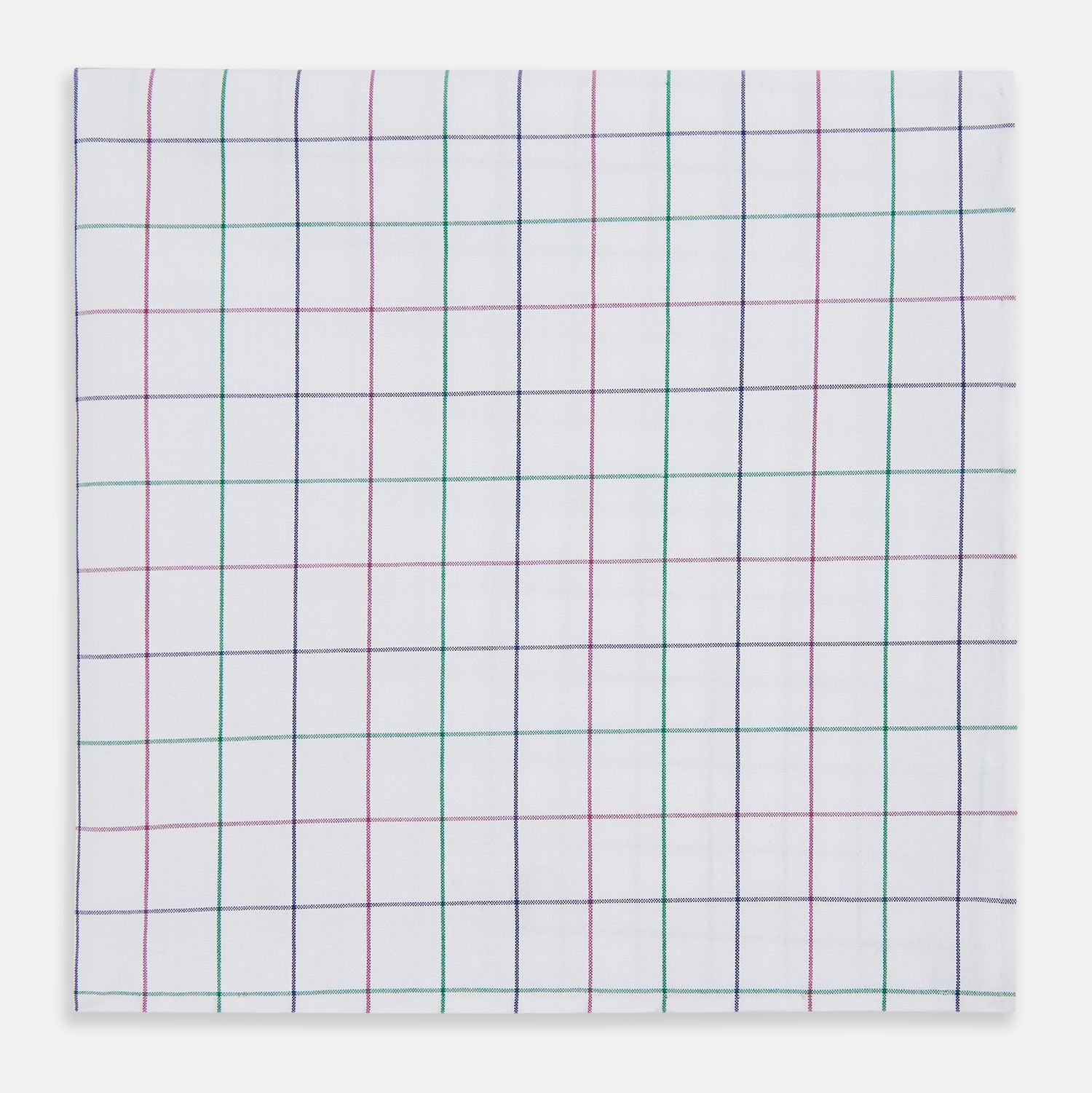 Hand Rolled Pink and Green Grid Check Handkerchief