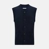 Navy Cashmere V-neck Sleeveless Cardigan