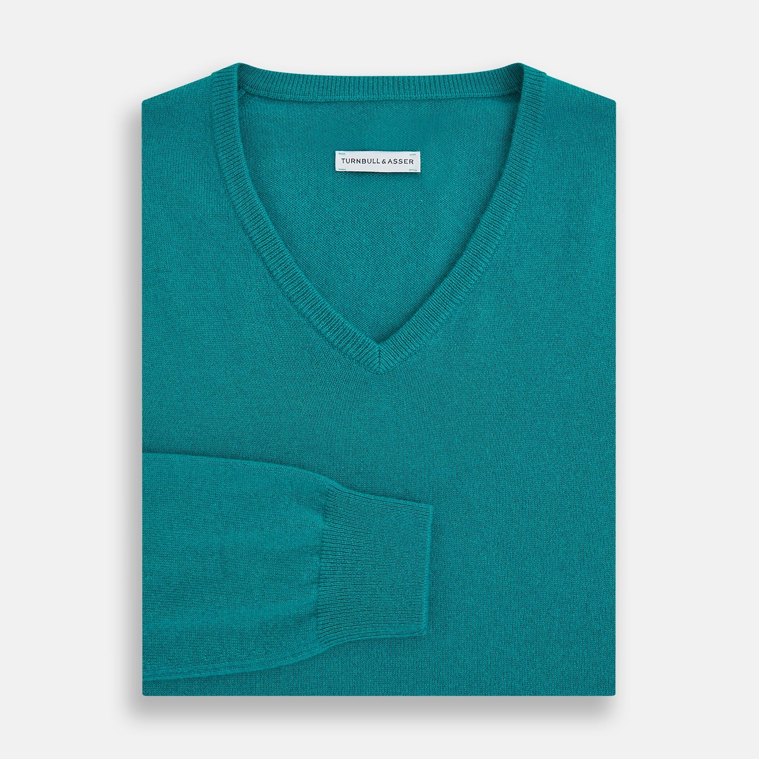Turquoise Cashmere V-neck Jumper