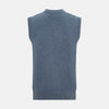 Blue Melange Cashmere Sleeveless Cardigan