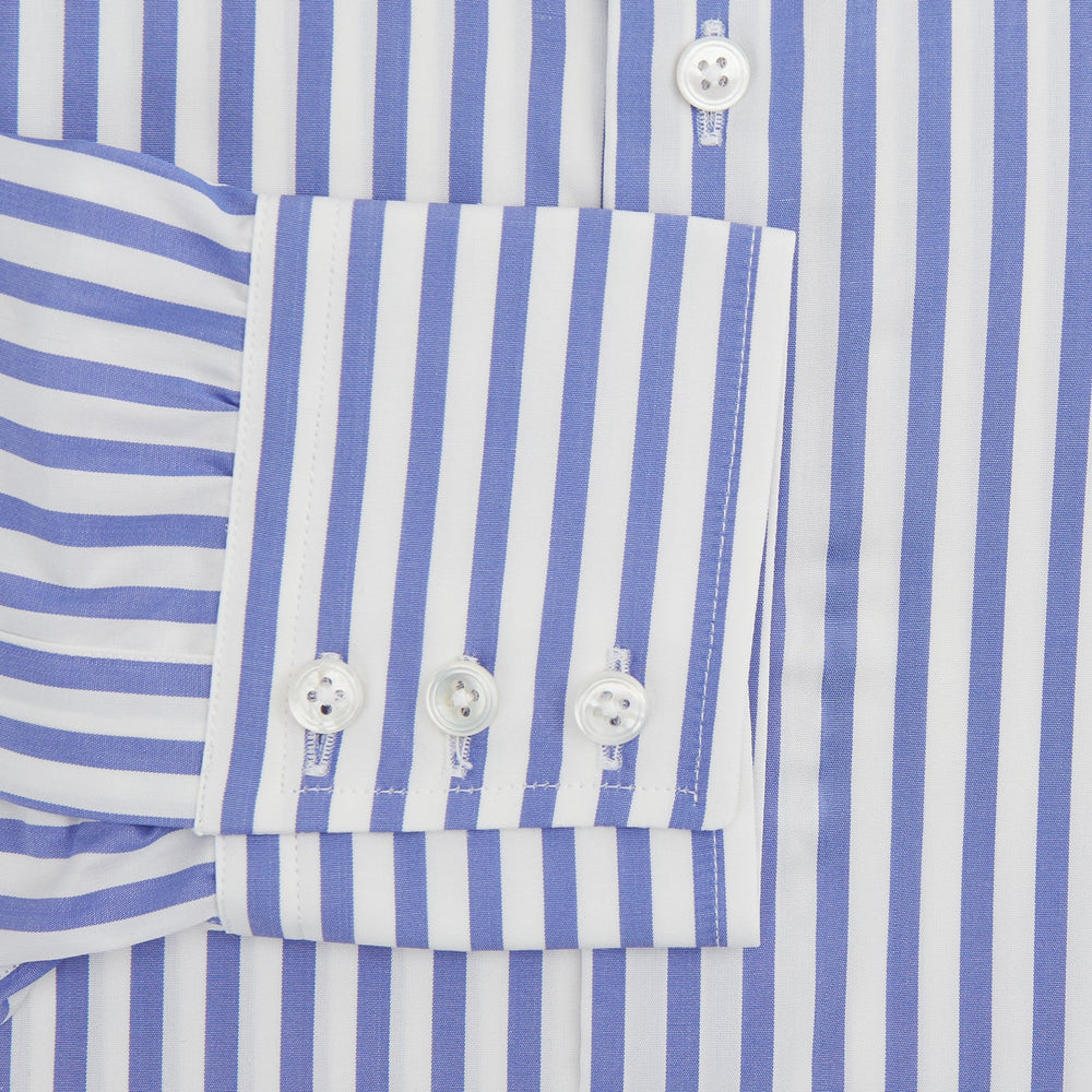 Tailored Fit Blue and White Candy Stripe Shirt with Kent Collar and 3-Button Cuffs