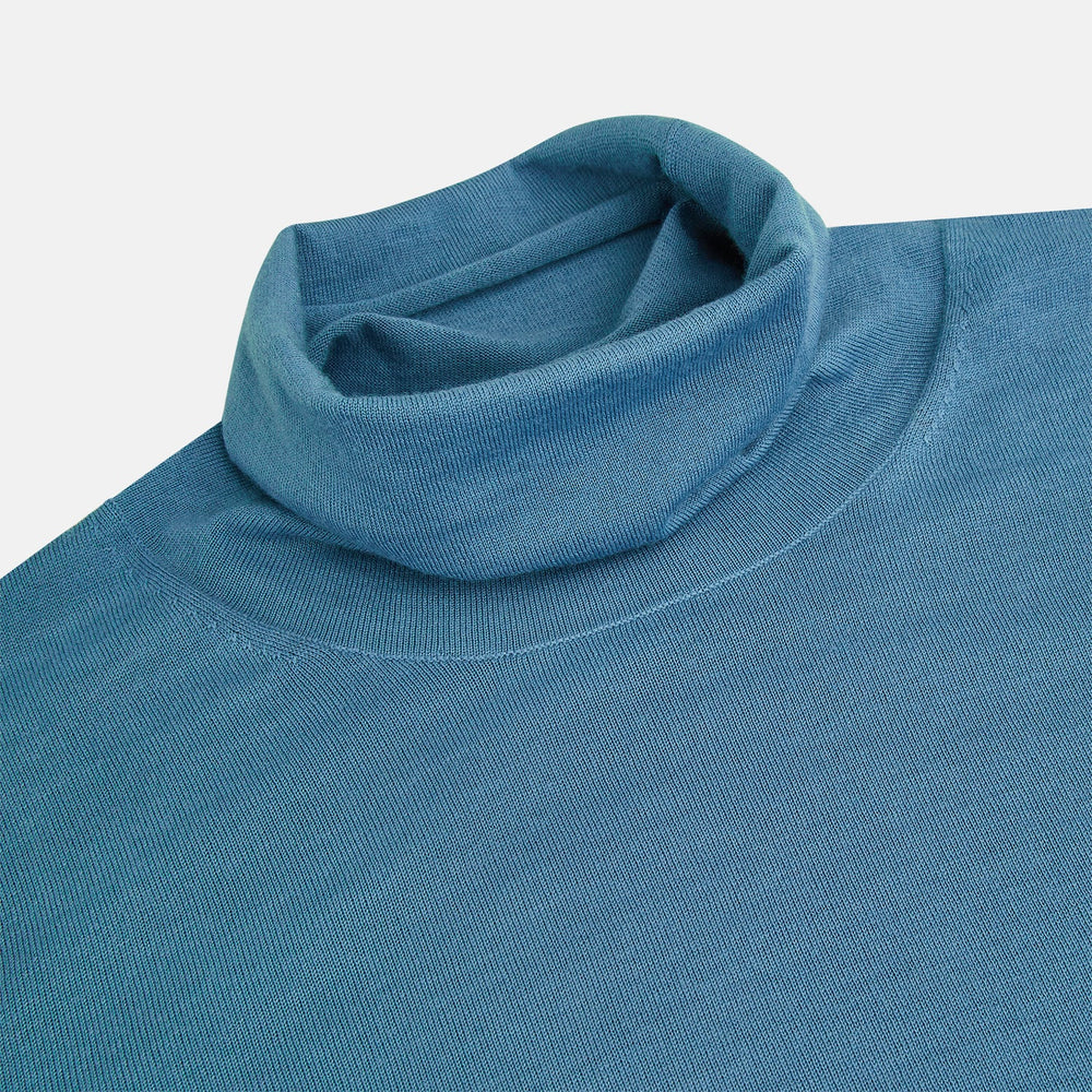 Pale Blue Fine Merino High Neck Jumper