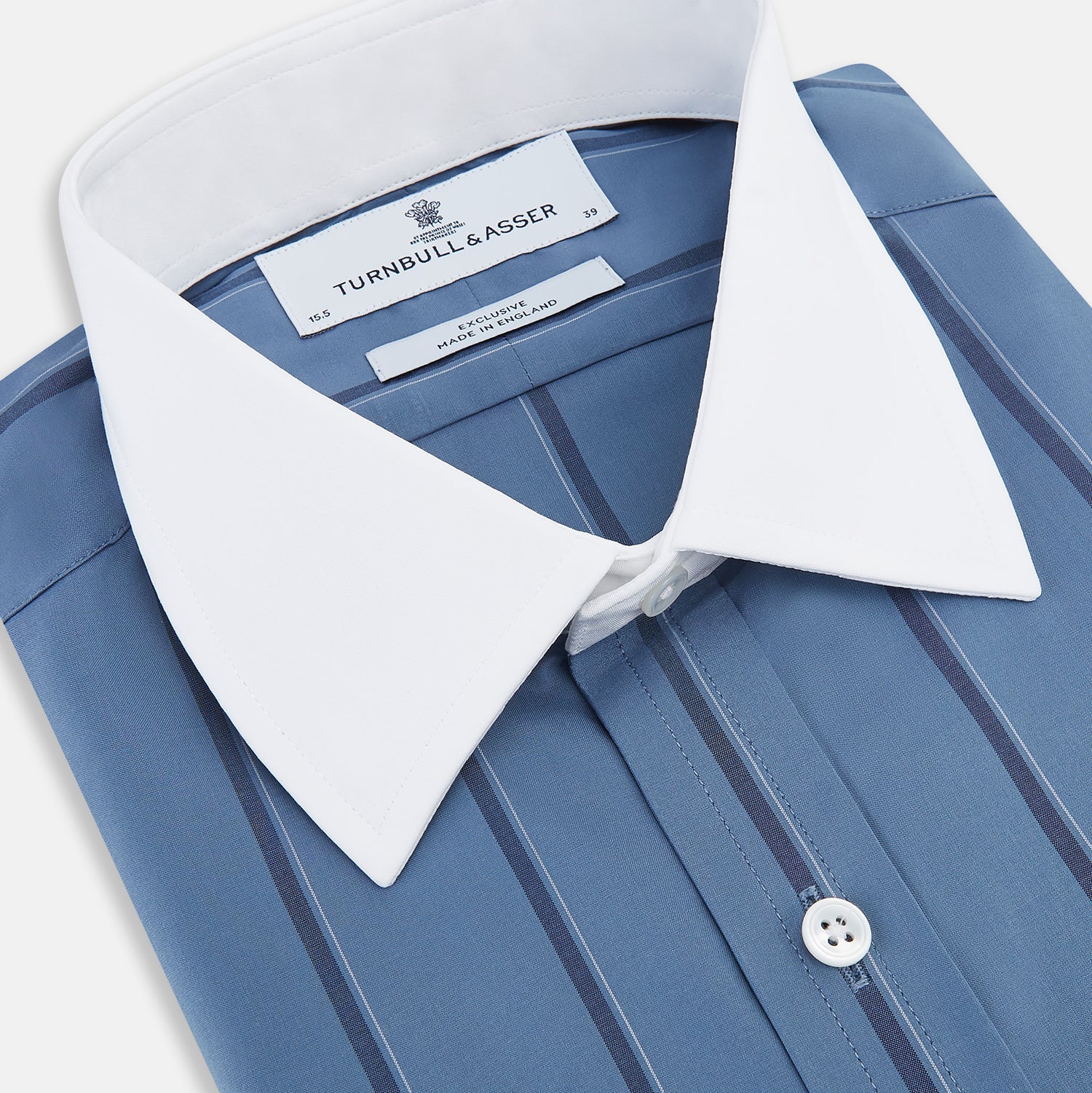 Steel Grey Track Stripe Shirt with Contrast T&A Collar and Cuffs