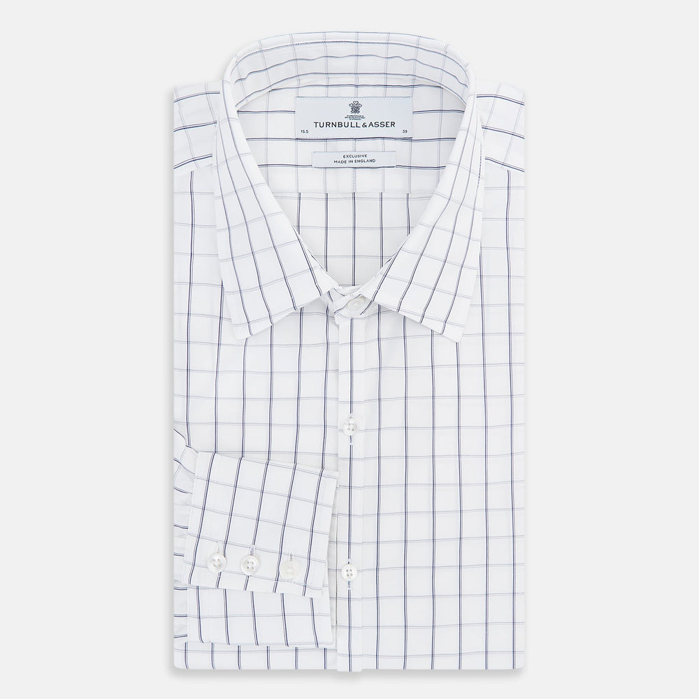 Dark Navy Double-Line Checked Westminster Shirt