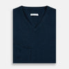 Dark Green Melange Cashmere V-neck Jumper