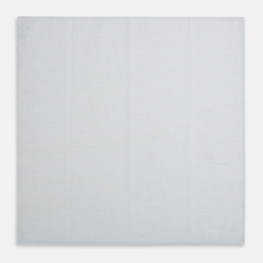Hand Rolled Pale Blue Graph Check Handkerchief