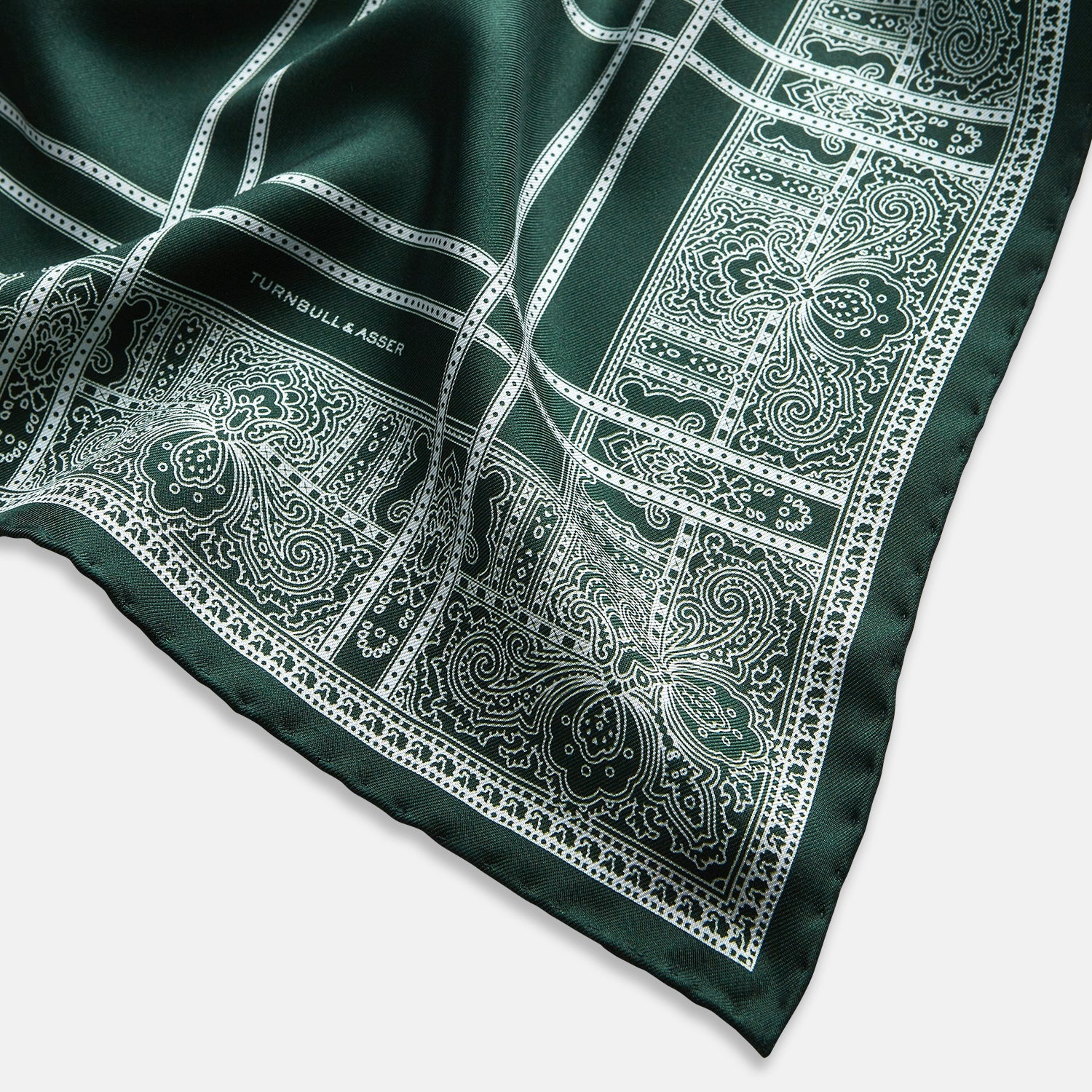 Forest Green Paisley Bandana Patterned Silk Pocket Square