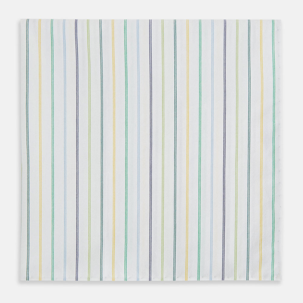 Yellow Multi Double Pinstripe Hand-Rolled Handkerchief