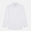 White Herringbone Tailored Fit Shirt With Kent Collar