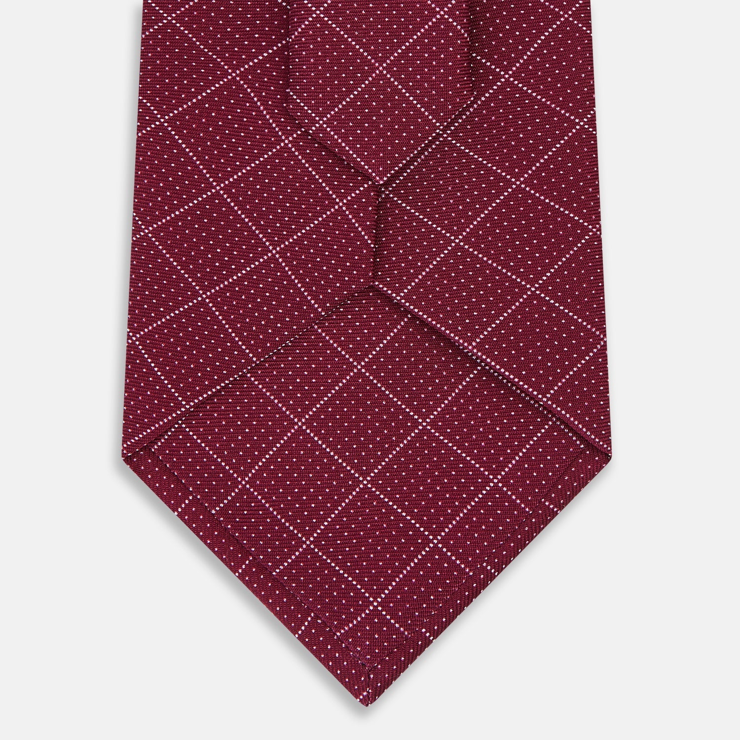 Burgundy Dotted Check Pattern Printed Silk Tie