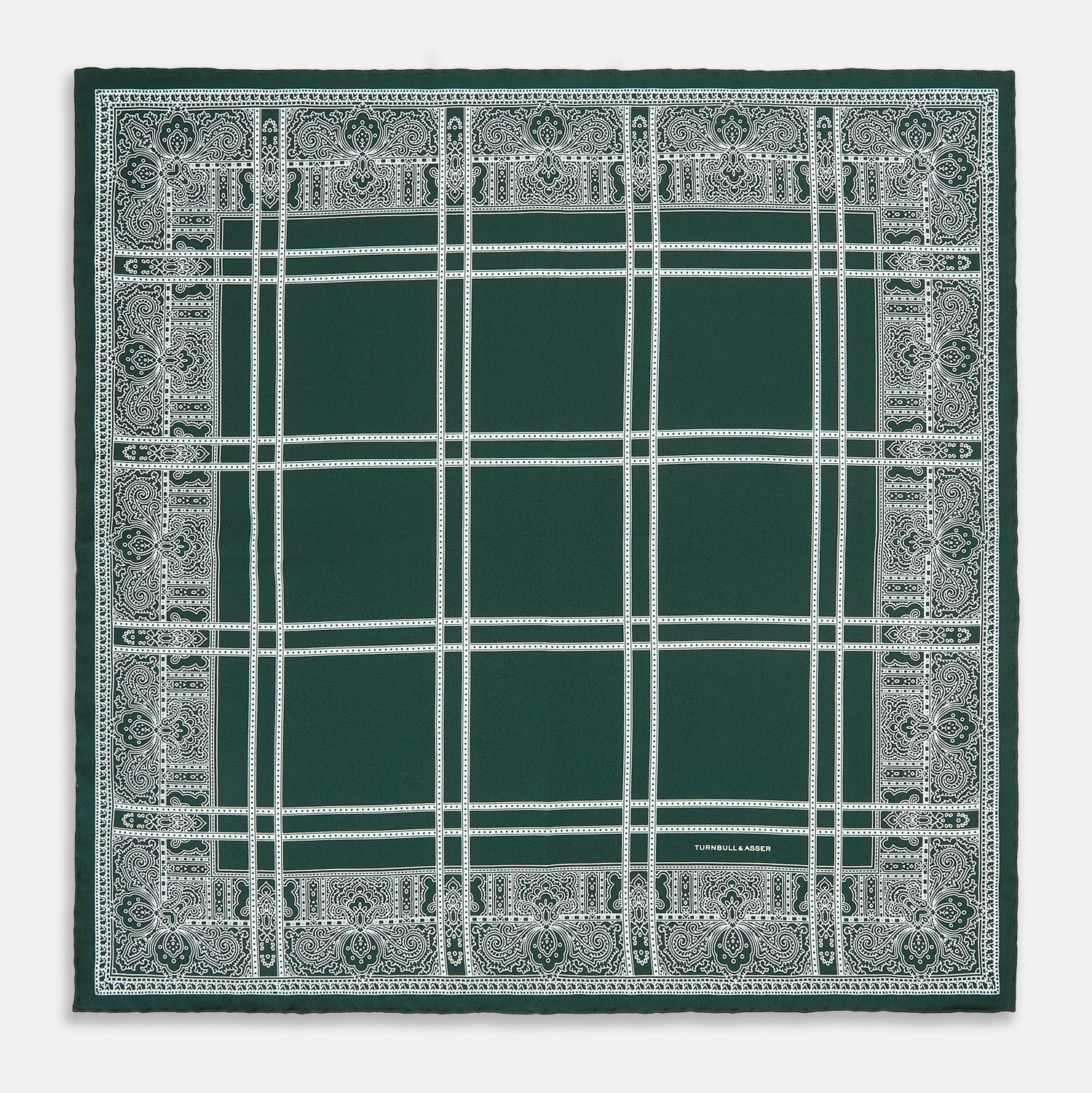 Forest Green Paisley Bandana Patterned Silk Pocket Square