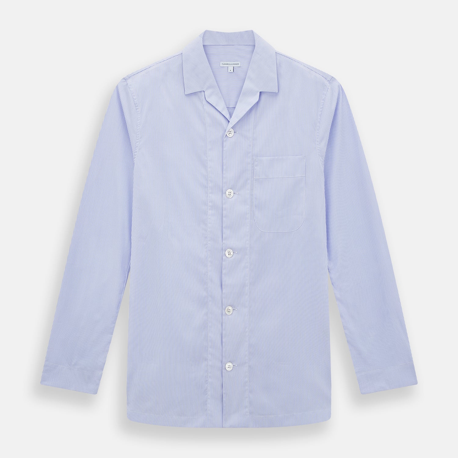 Pale Blue Hairline Stripe Pyjama Shirt