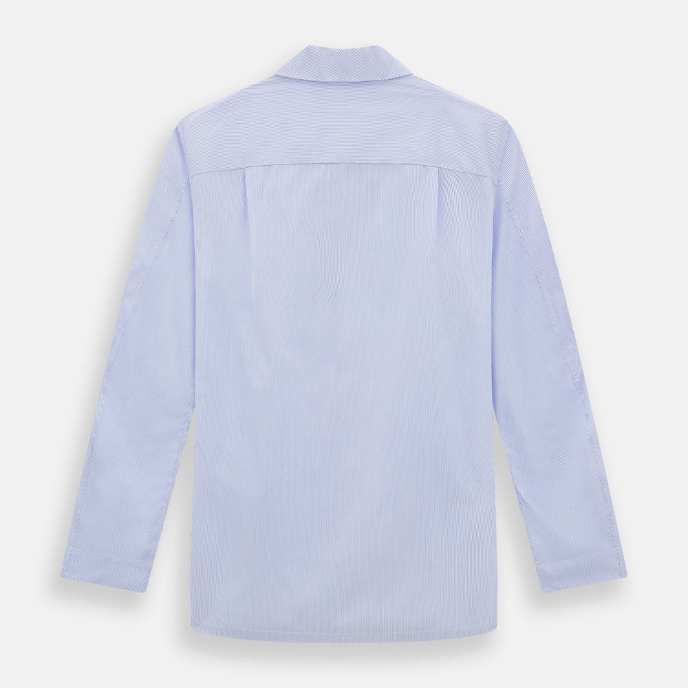 Pale Blue Hairline Stripe Pyjama Shirt