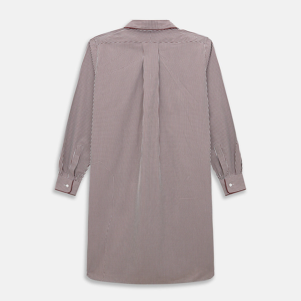 Burgundy Micro Check Winston Long Nightshirt