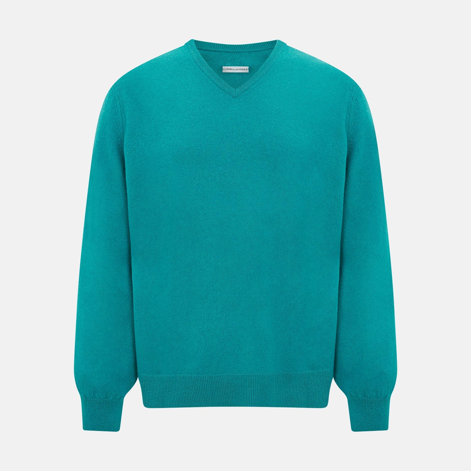 Turquoise Cashmere V-neck Jumper
