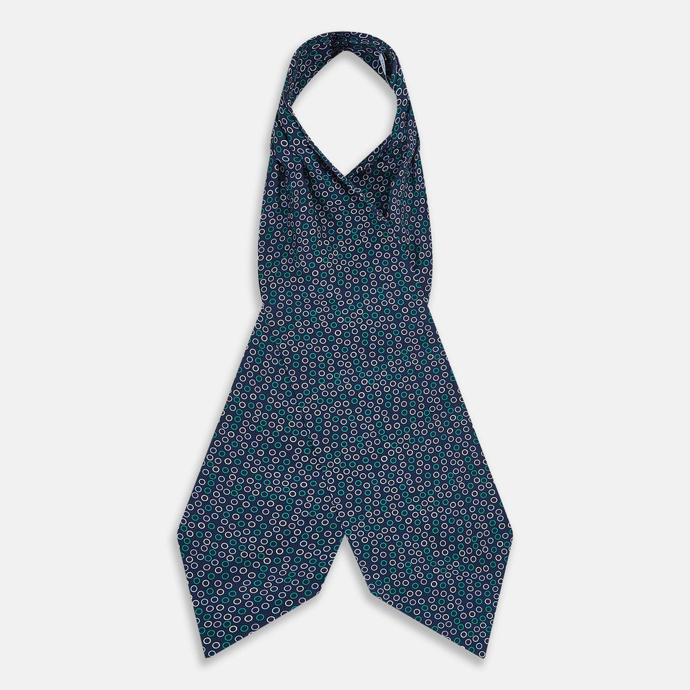 Multicoloured Dark Navy Circle Silk Cravat