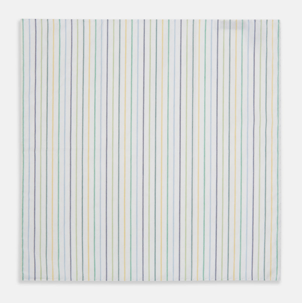 Yellow Multi Double Pinstripe Hand-Rolled Handkerchief