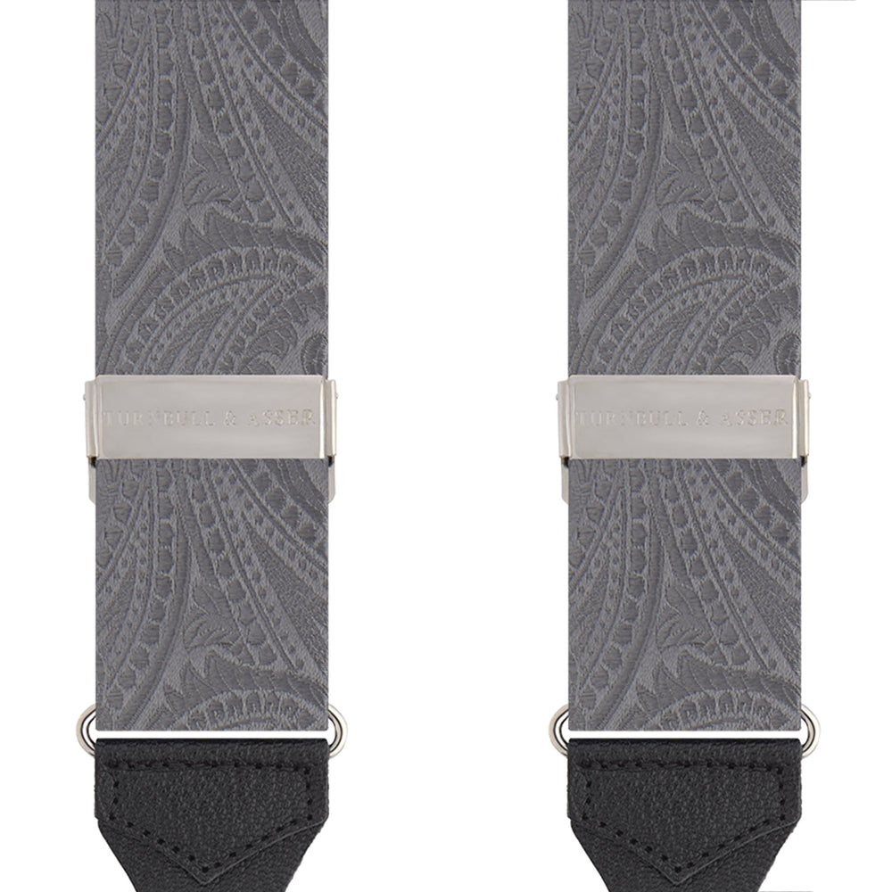 Silver Paisley Adjustable Silk Braces