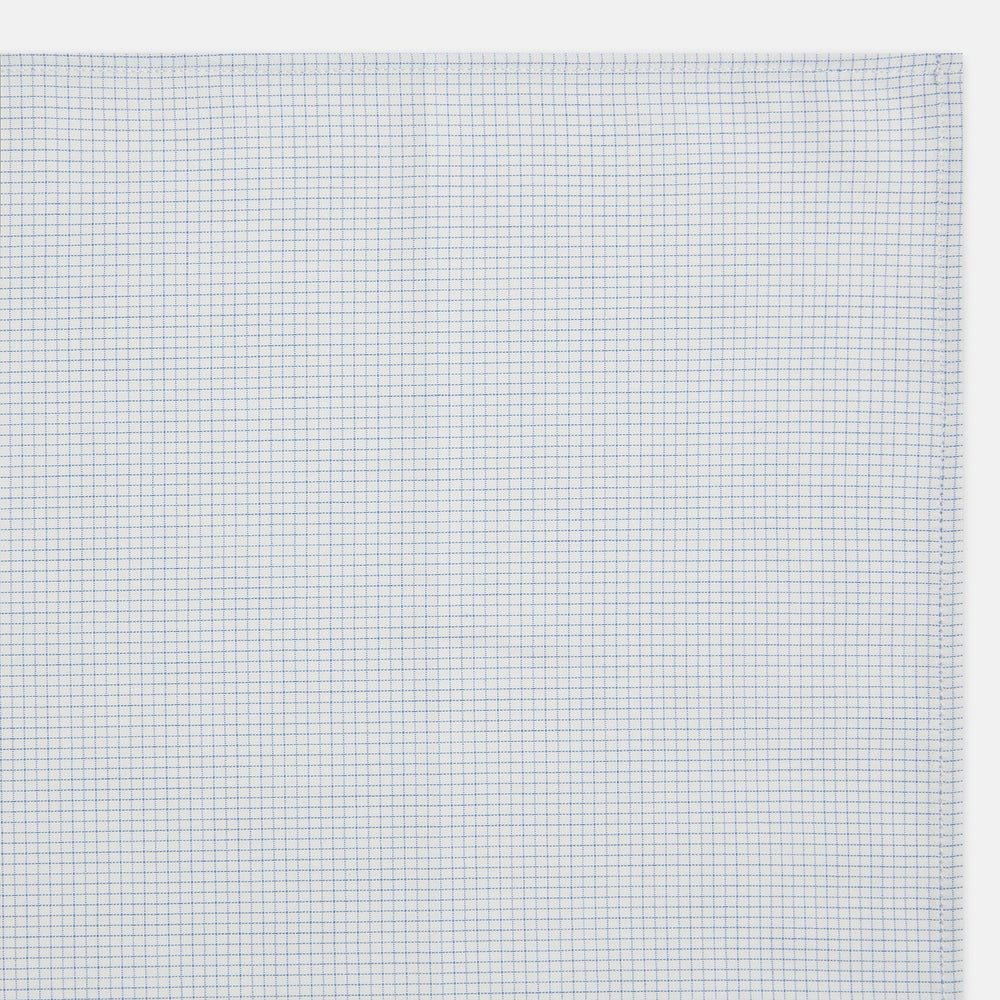 Hand Rolled Pale Blue Graph Check Handkerchief