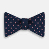 Navy and Pink Spot Silk Bow Tie