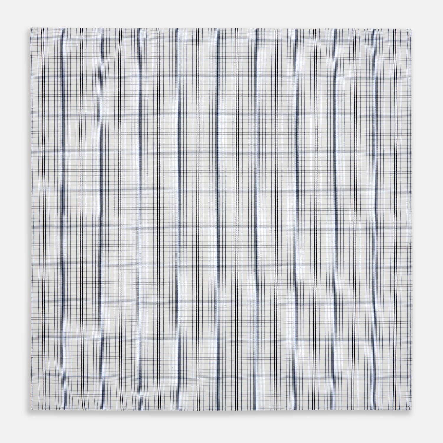 Blue and Navy Multi Check Hand-Rolled Handkerchief