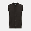Dark Brown Cashmere Sleeveless Cardigan