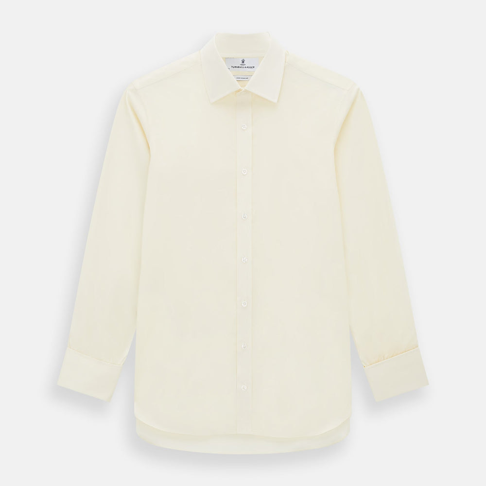 Cream Cotton Shirt with T&A Collar and Double Cuffs