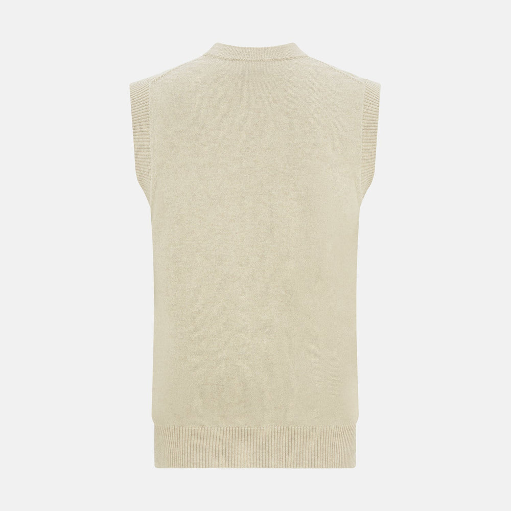 Ivory Cashmere Sleeveless Cardigan