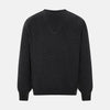 Charcoal Grey Melange V-Neck Cashmere Jumper