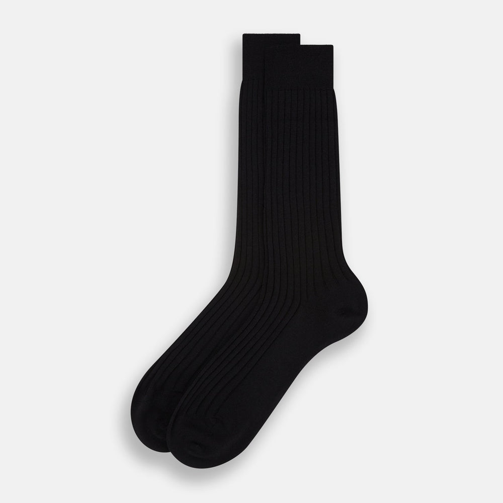 Black Wool Mid-Length Socks