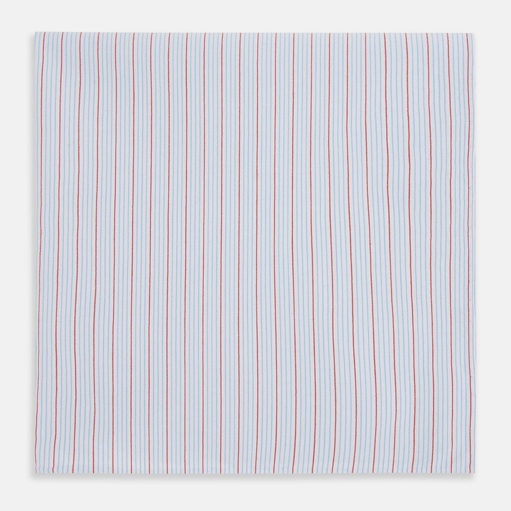 Hand Rolled Red Multi Pinstripe Handkerchief