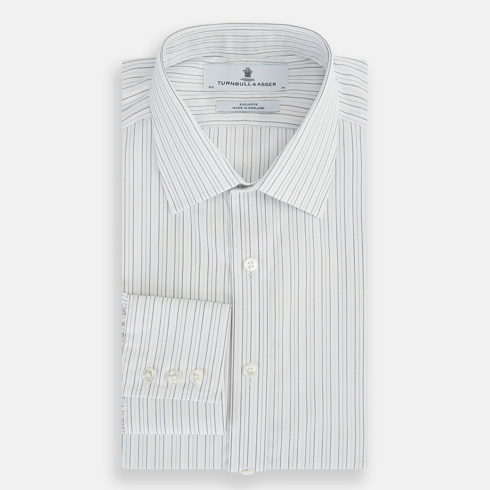 Blue Multi-Tone Double Pinstripe Mayfair Shirt