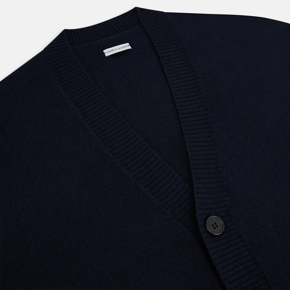 Navy V-Neck Cashmere Cardigan
