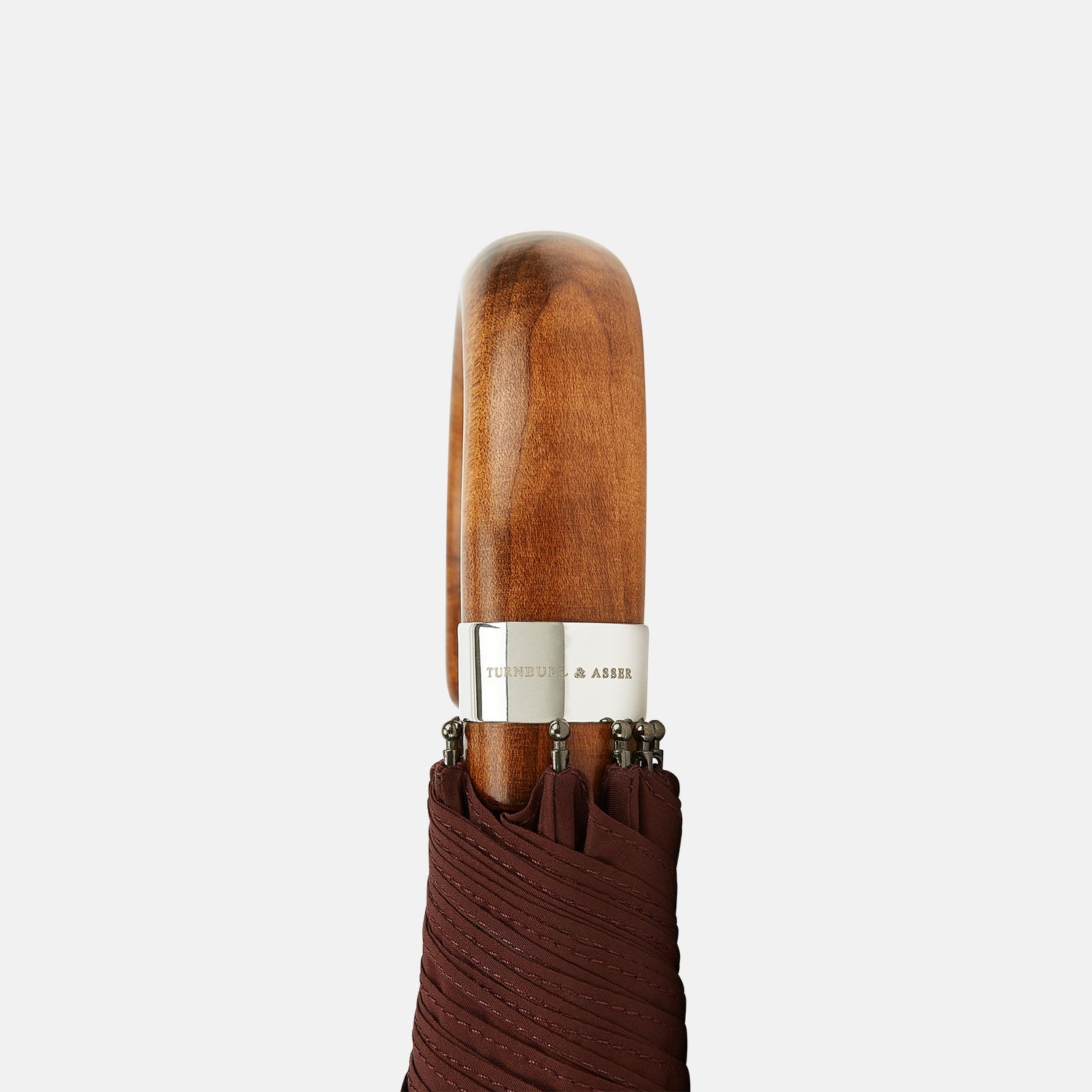 Burgundy Telescopic Umbrella with Brown Maple Crook Handle