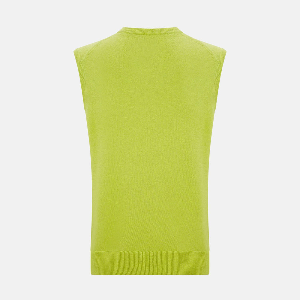 Lemon Green Cashmere V-Neck Vest