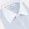Sky Blue Hairline Multi Stripe Shirt with Constrast T&A Collar and Cuffs