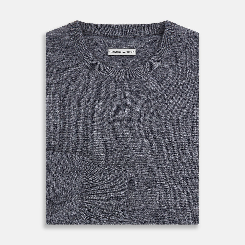Melange Grey Crew Neck Cashmere Jumper