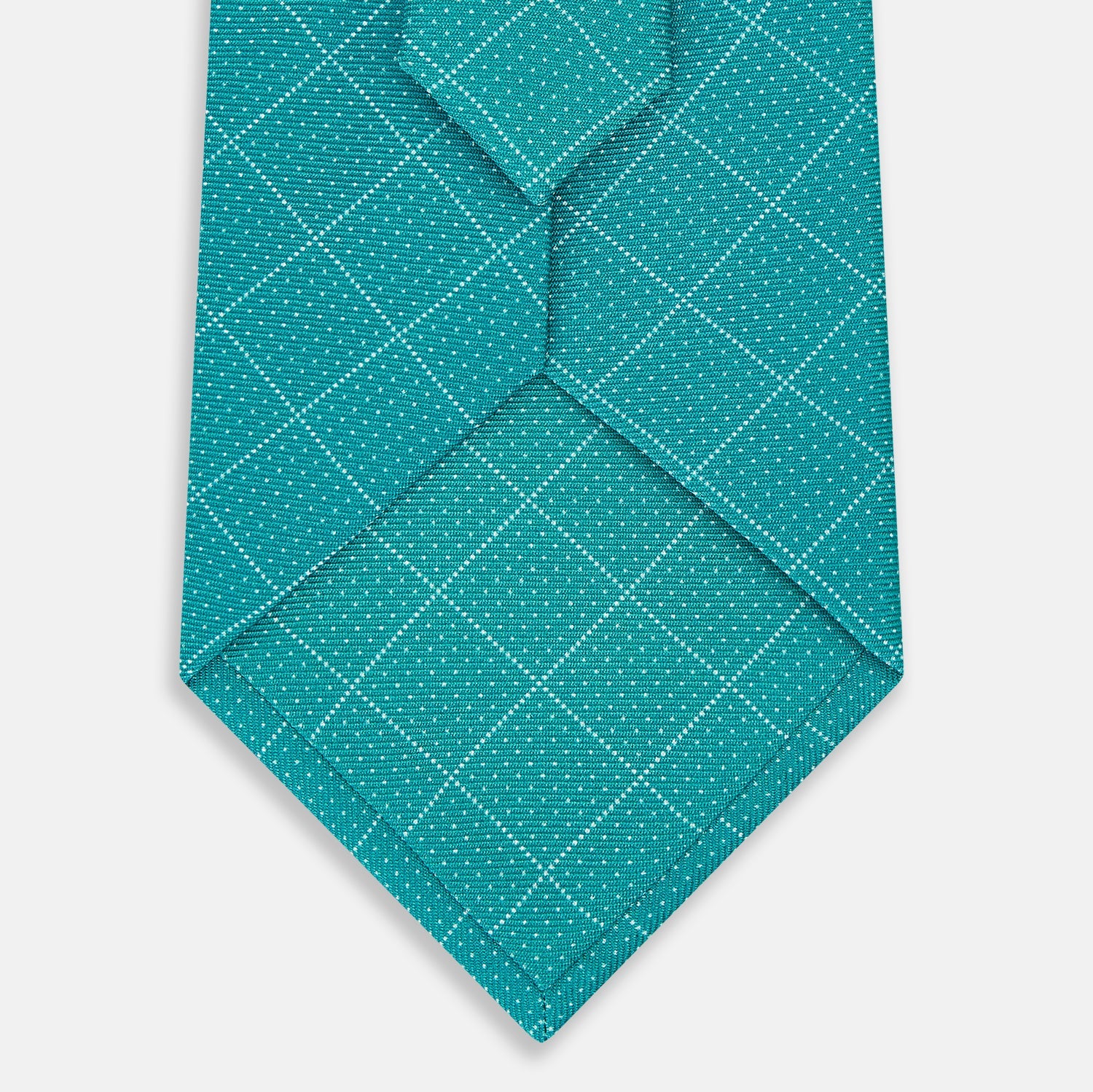 Turquoise Dotted Check Pattern Printed Silk Tie