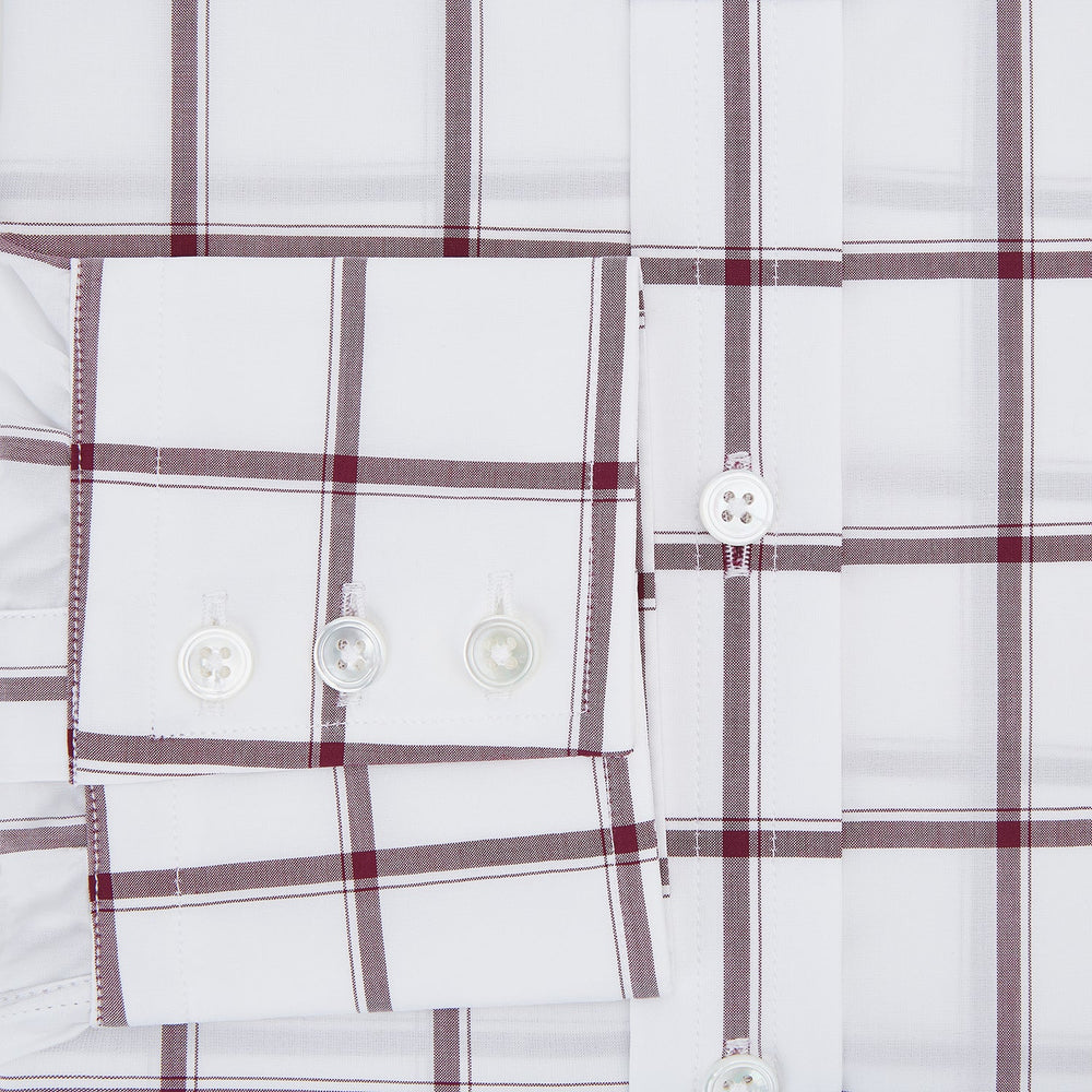 Burgundy Grid Check Mayfair Shirt