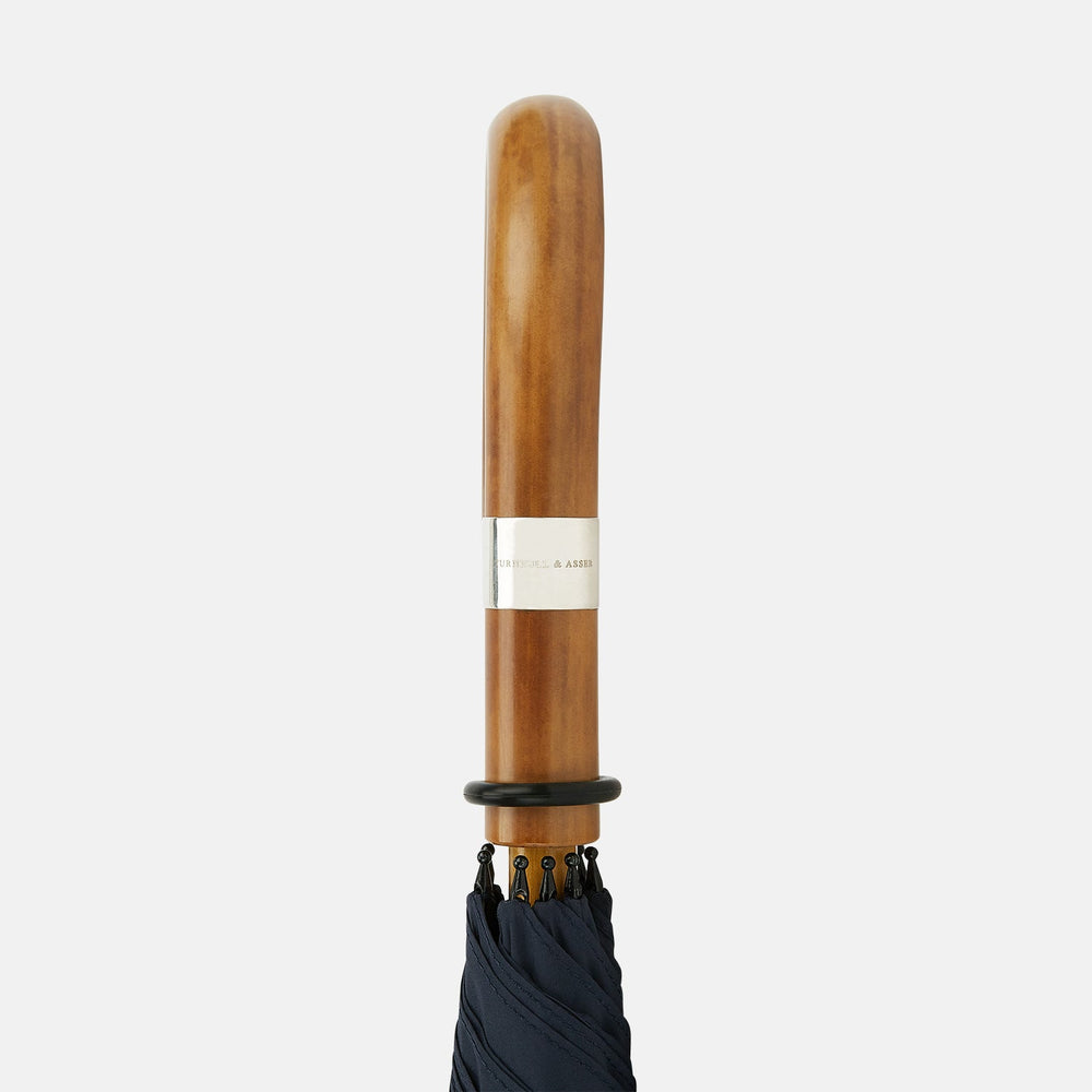 Navy Traveller Umbrella with Malacca Crook Handle