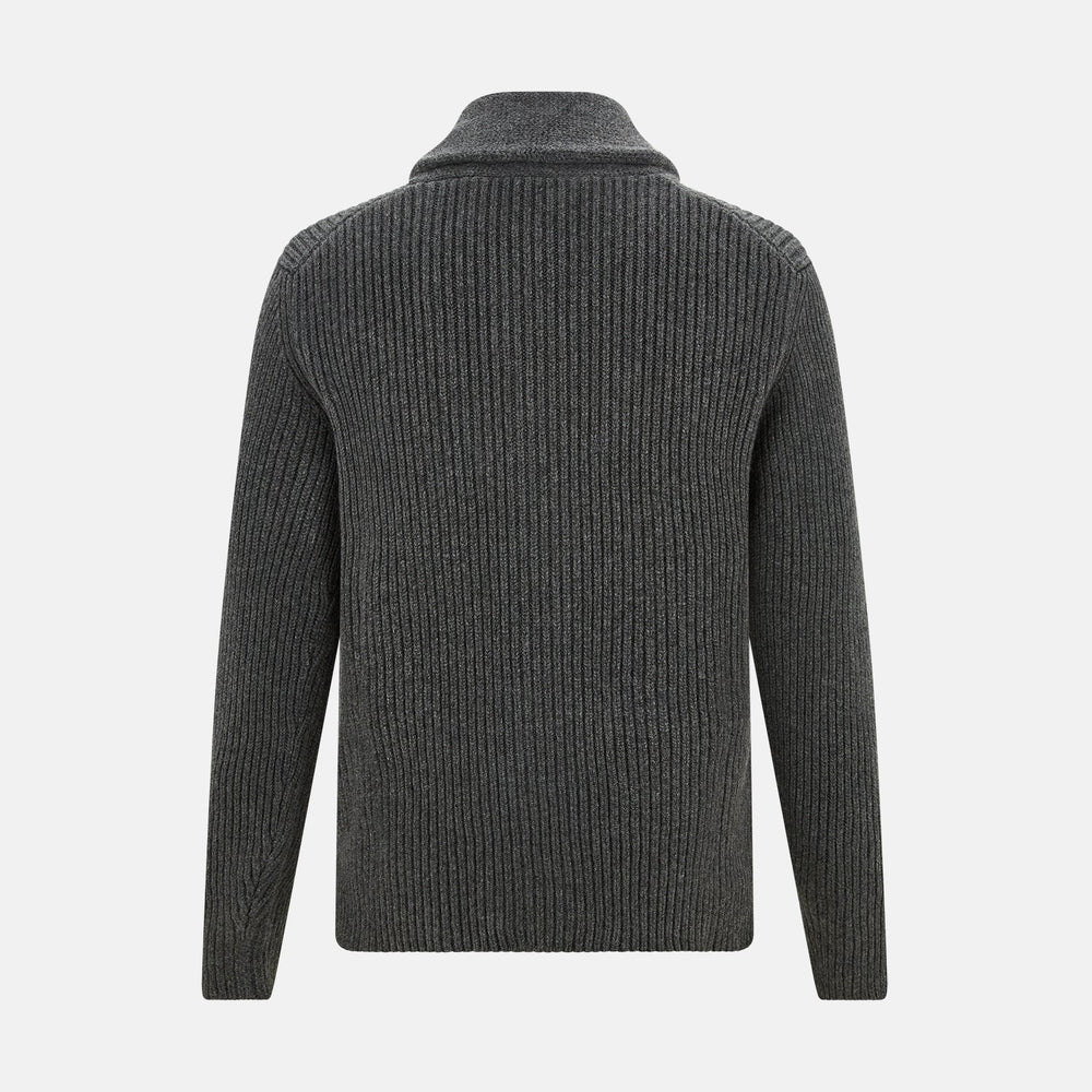 Shadow Grey Cashmere Shawl Collar Cardigan