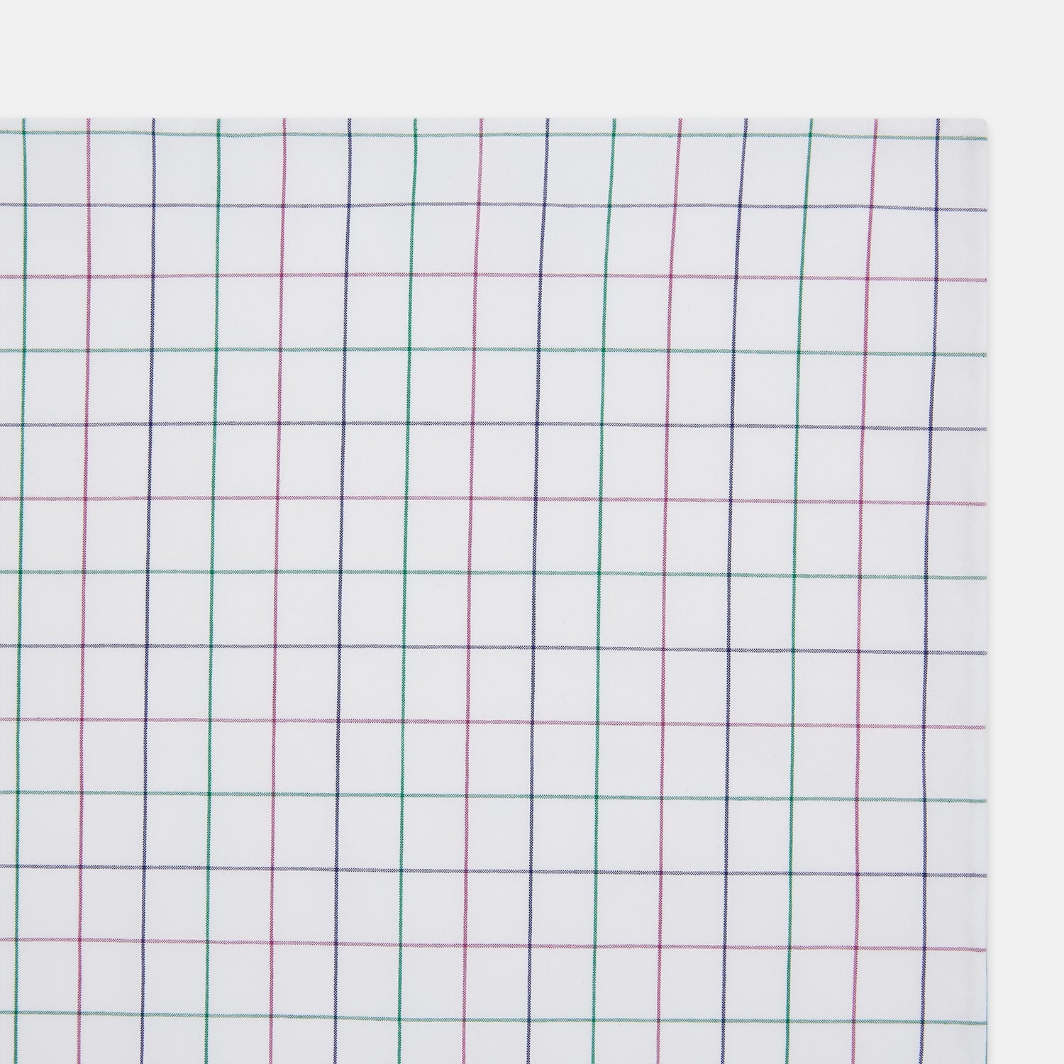 Hand Rolled Pink and Green Grid Check Handkerchief