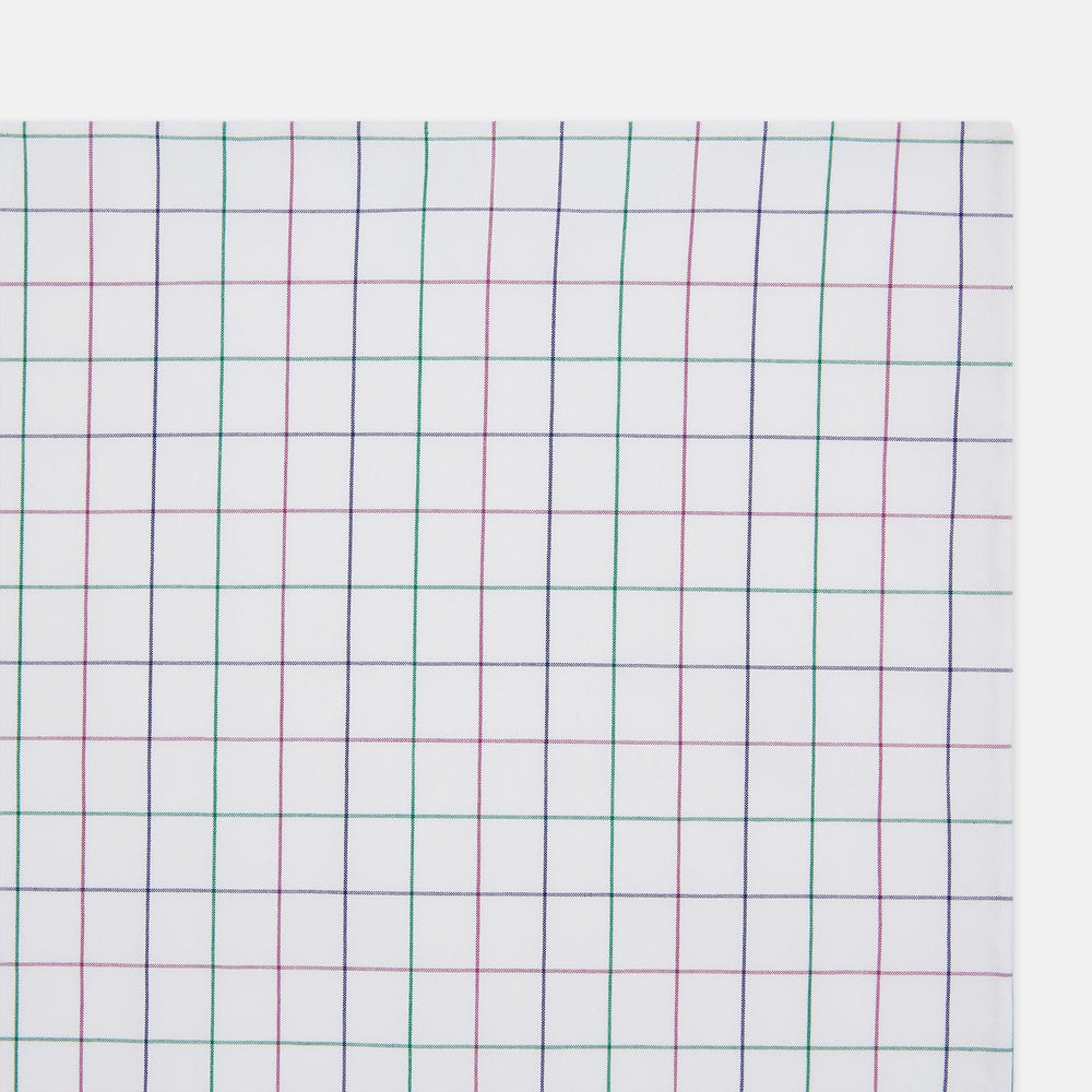 Hand Rolled Pink and Green Grid Check Handkerchief